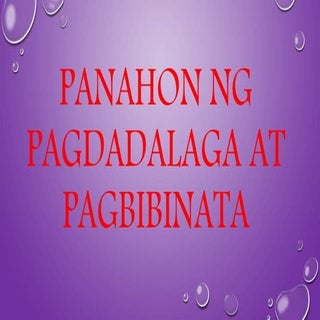 Panahon ng pagdadalaga at pagbibinata