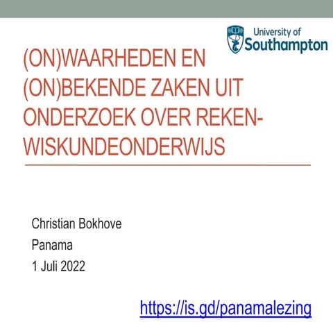 (On)waarheden en (on)bekende zaken uit onderzoek over reken-wiskundeonderwijs