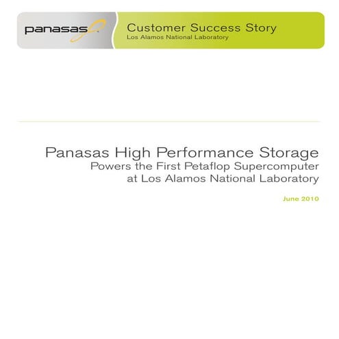 Panasas ® Los Alamos National Laboratory