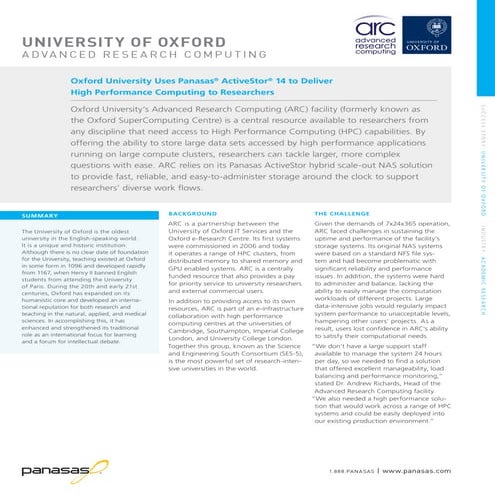 Panasas ®  University of Oxford