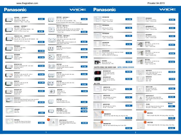 Panasonic pricelist042015