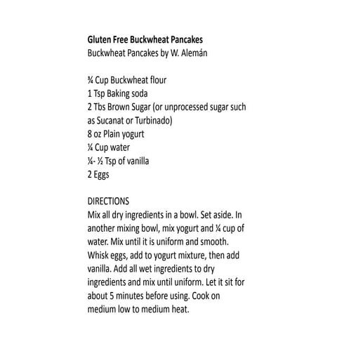 Gluten Free Buckwheat Pancakes