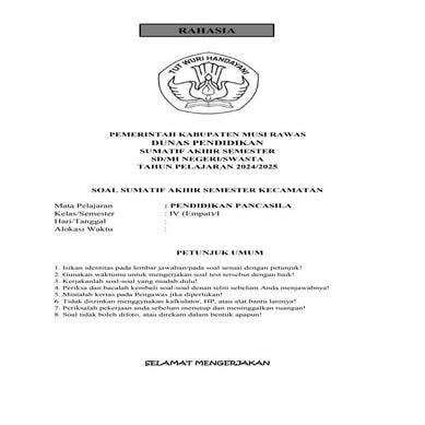 Soal Semester Ganjil Pendidikan Pancasila Kelas 4 Pdf