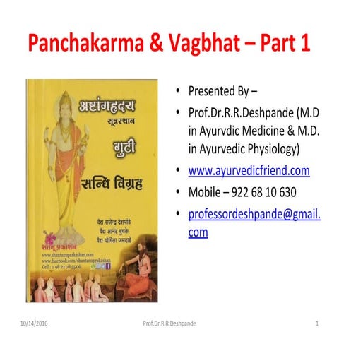 Panchakarma & Vagbhat sutra sthana ppt part 1 