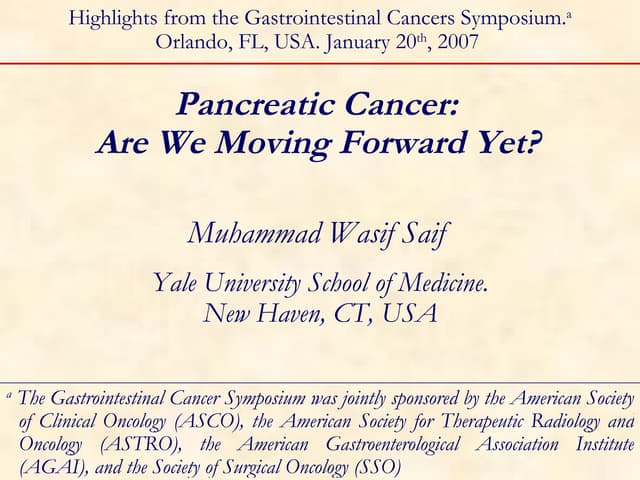 Pancreatic Cancer Are We Moving For...