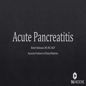 Acute Pancreatitis - Diagnosis and Management