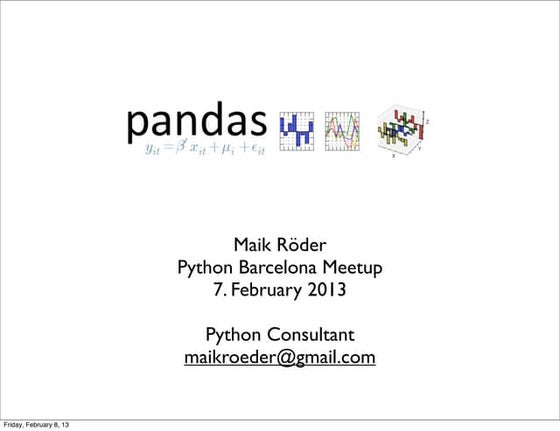 Introduction to pandas | PPTX | Programming Languages | Computing
