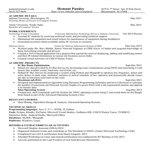 Hemant Pandey resume