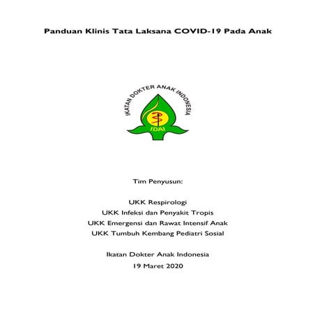 Panduan Klinis Tata Laksana Covid-19 Pada Anak