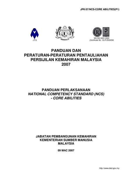 PANDUAN DAN PERATURAN-PERATURAN PENTAULIAHAN PERSIJILAN KEMAHIRAN MALAYSIA 20...