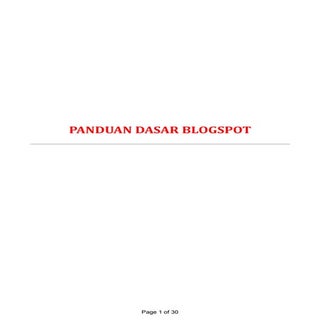 Panduan Dasar Blogspot