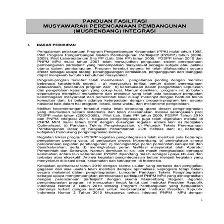 Panduan fasilitasi musrenbang pengintegrasian