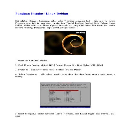 Panduan instalasi linux debian