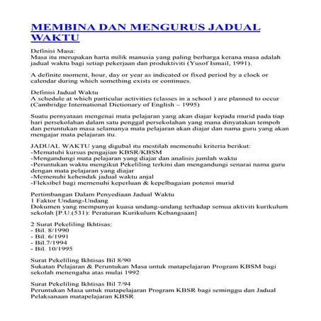 Panduan membina dan mengurus jadual waktu