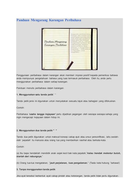 Panduan Mengarang Karangan Peribahasa
