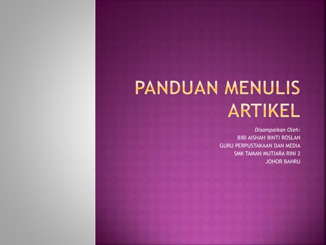 Panduan menulis artikel