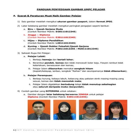 Panduan Muat Naik Gambar Kad Matrik | PDF