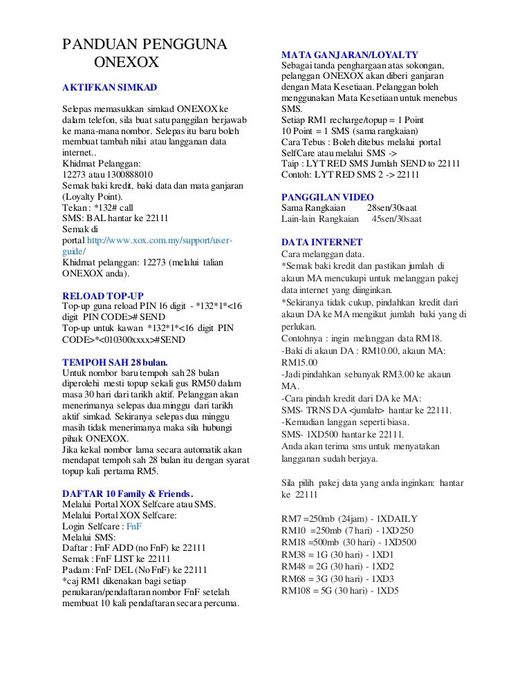 Panduan Pengguna Onexox