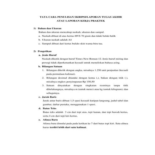 Panduan Penulisan Laporan Kerja Praktek