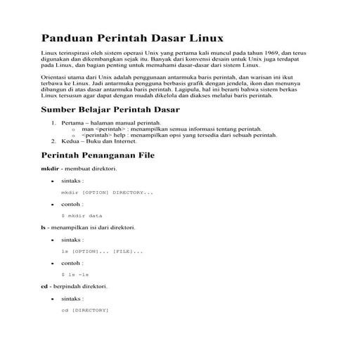 Panduan perintah dasar linux | PDF