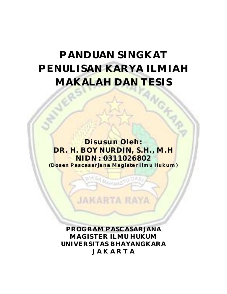 Panduan Singkat Penulisan Karya Ilmiah