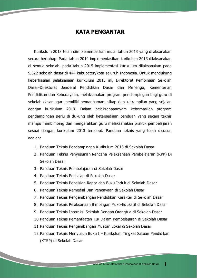 Panduan Teknis Remedial Dan Pengayaan Di Sd