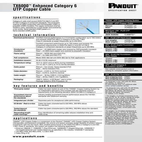 Panduit tx6000 utp-copcable-w