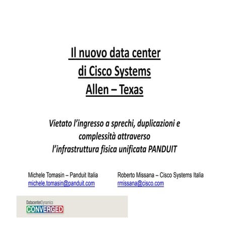 Il nuovo data center di Cisco Systems Allen – Texas