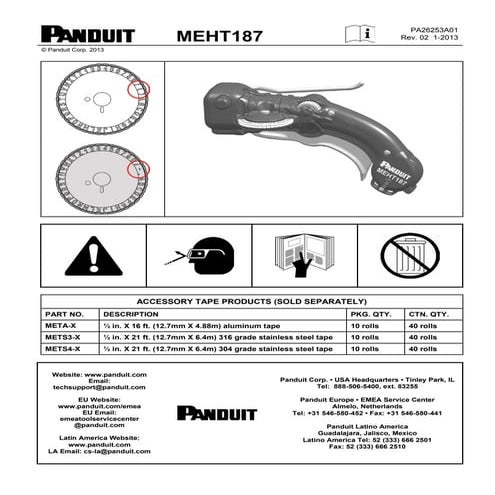 Panduit MEHT187 Cable Marking Hand Tools