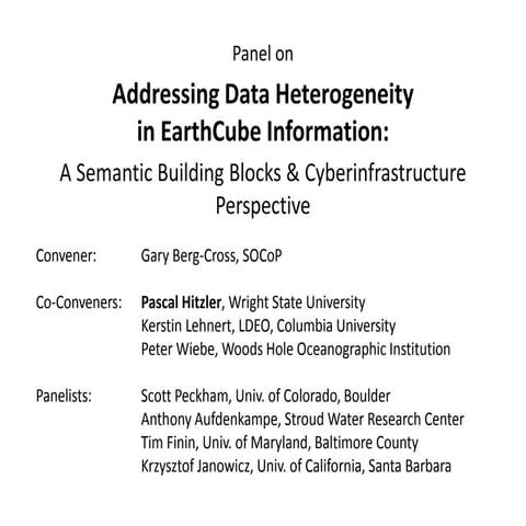 AHM 2014: Addressing Data and Heterogeneity, Semantic Building Blocks & CI Pe...