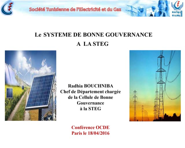 Le SYSTEME DE BONNE GOUVERNANCE  A  LA STEG