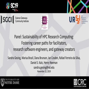 Sustainability of HPC Research Computing:  Fostering career paths for facilit...