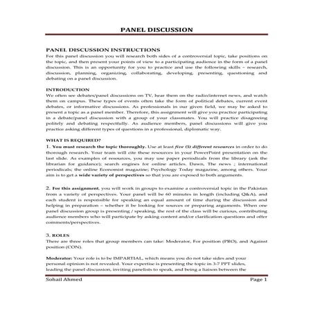 Panel discussion handouts by Sohail Ahmed Solangi