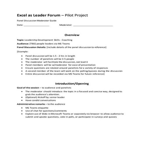 Panel Discussion Moderator Guide - Nationwide