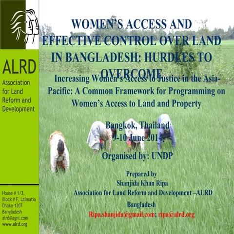 WOMEN’S ACCESS AND EFFECTIVE CONTROL OVER LAND IN BANGLADESH: HURDLES ...