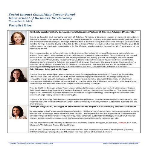 Social Impact Consulting Career Panelist 2014