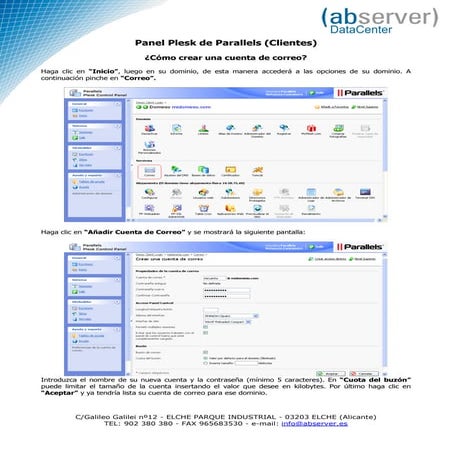 Manual de usuario para Panel Plesk de Parallels