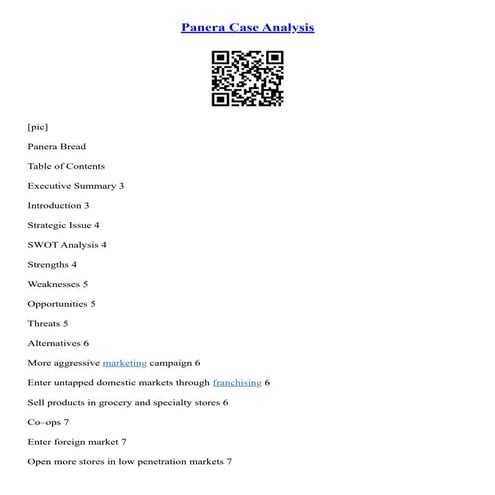 Panera Case Analysis