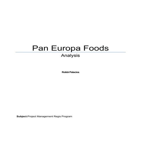 Pan europa foods - Project Management