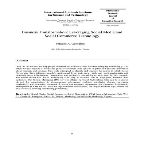 Business Transformation: Leveraging Social Media and Social Commerce Technology