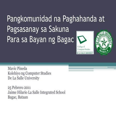 Pangkomunidad na paghahanda at pagsasanay sa sakuna para sa bgy banawang