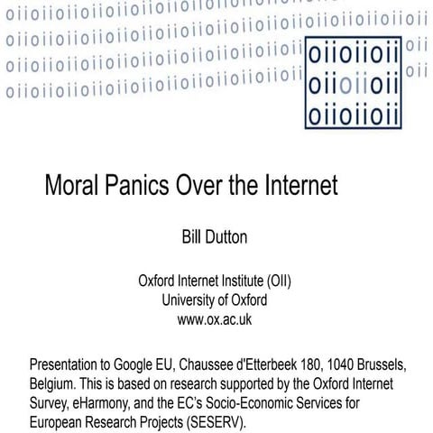 Moral Panics over the Internet