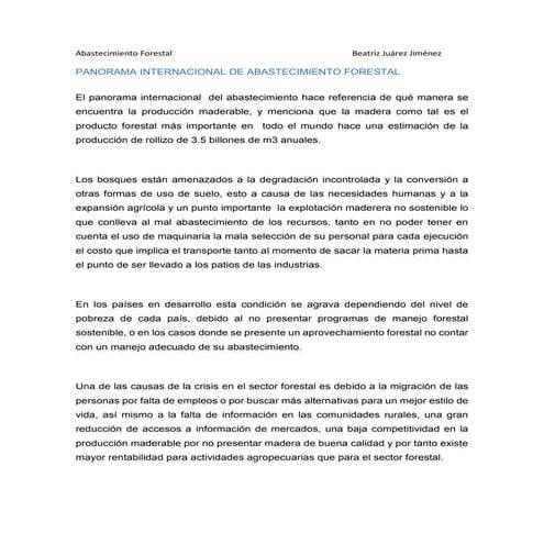 Panorama internacional del abastecimiento forestal