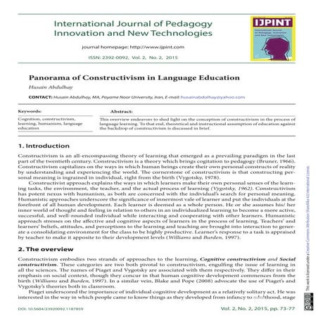 Panorama of constructivism in Language education