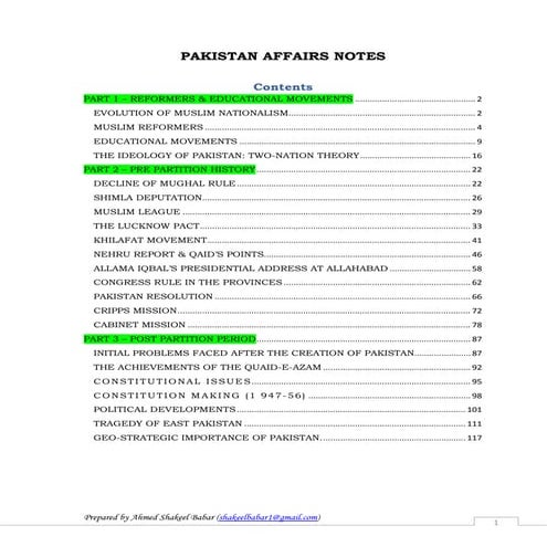 Pakistan Affairs notes  final.