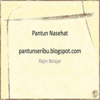 Pantun nasehat rajin belajar
