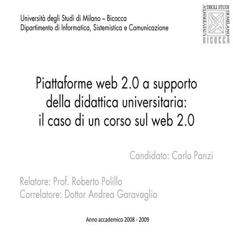 Piattaforme web 2.0 a supportodella didattica universitaria:il caso di un c...