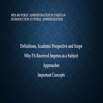 Public Administration in Pakistan