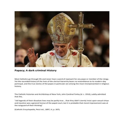 Papacy; A dark criminal History