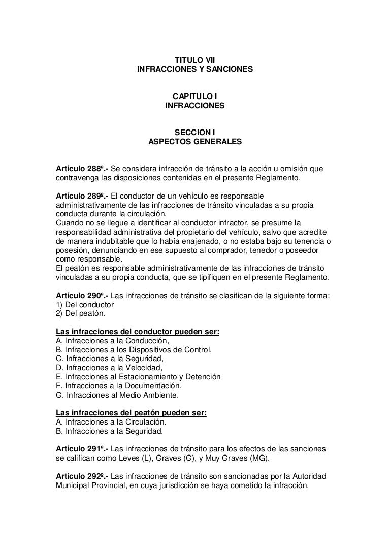 Papeleta de infraccion al reglamento de transito